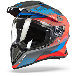Airoh Commander Dual Sport Adventure Motorcycle Motorbike Helmet - 'Boost' Red Blue Matt