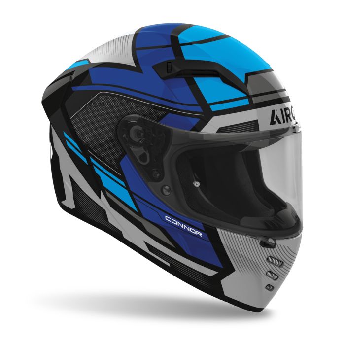 Airoh Connor ECE Full Face Motorcycle Motorbike Helmet - Ego Blue Gloss ECE 2206