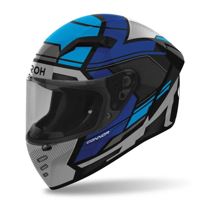 Airoh Connor ECE Full Face Motorcycle Motorbike Helmet - Ego Blue Gloss ECE 2206