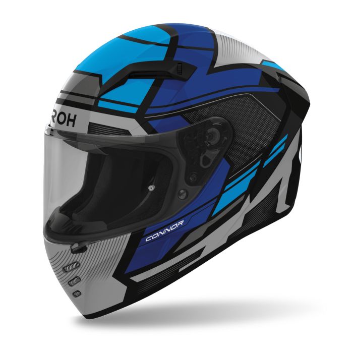Airoh Connor ECE Full Face Motorcycle Motorbike Helmet - Ego Blue Gloss ECE 2206