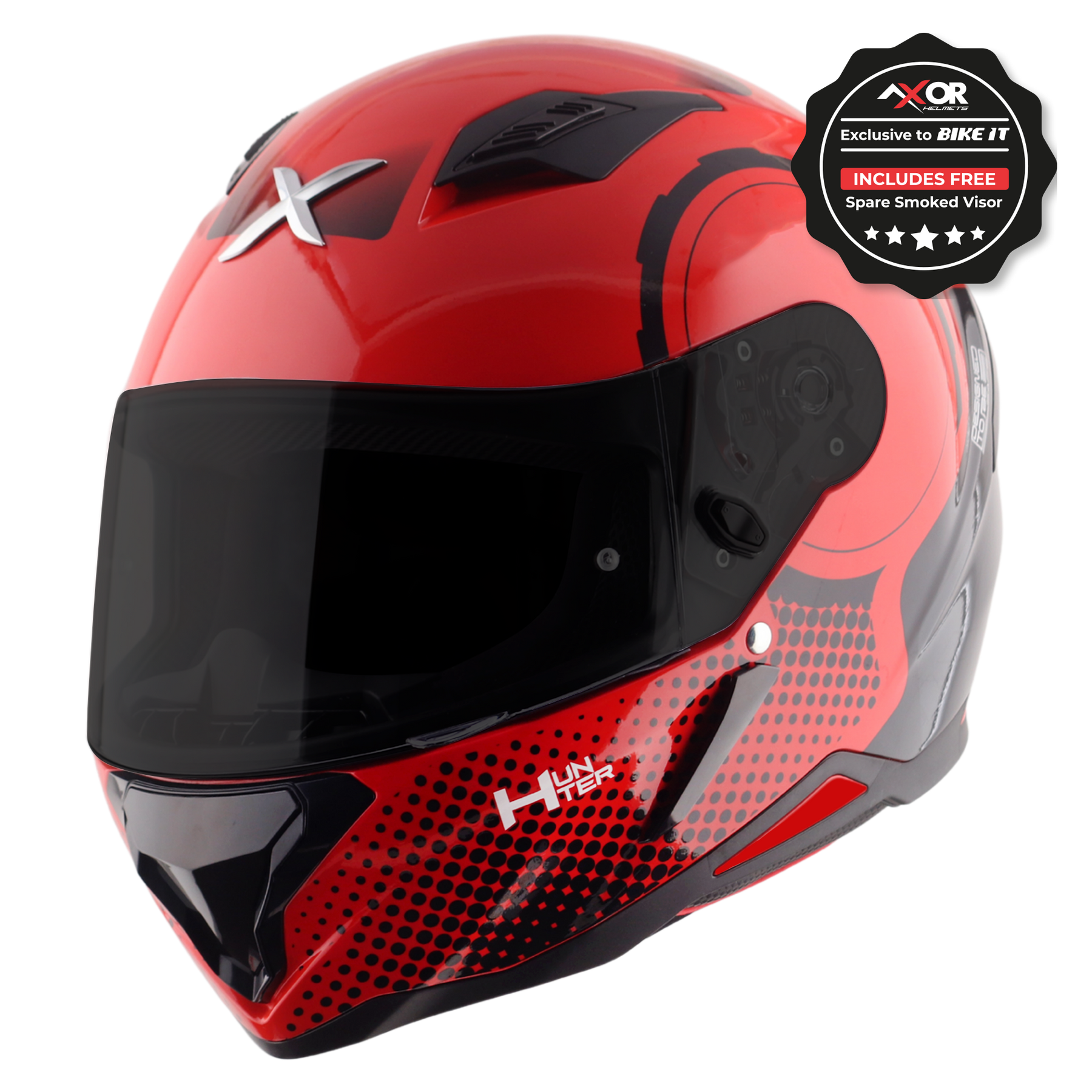 Axor Hunter SH890 Full Face Helmet - Spear Red Gloss