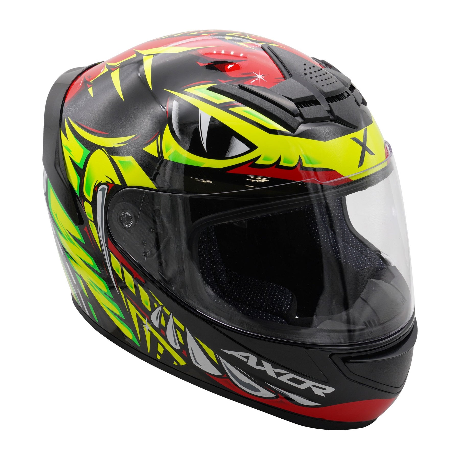 Axor Rage Full Face Motorcycle Motorbike Scooter Helmet - Python Red Yellow Black Gloss