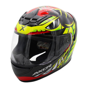 Axor Rage Full Face Motorcycle Motorbike Scooter Helmet - Python Red Yellow Black Gloss
