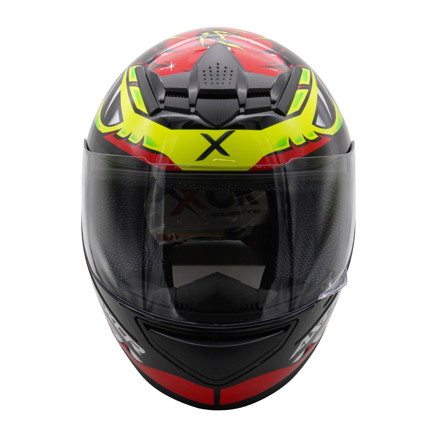 Axor Rage Full Face Motorcycle Motorbike Scooter Helmet - Python Red Yellow Black Gloss