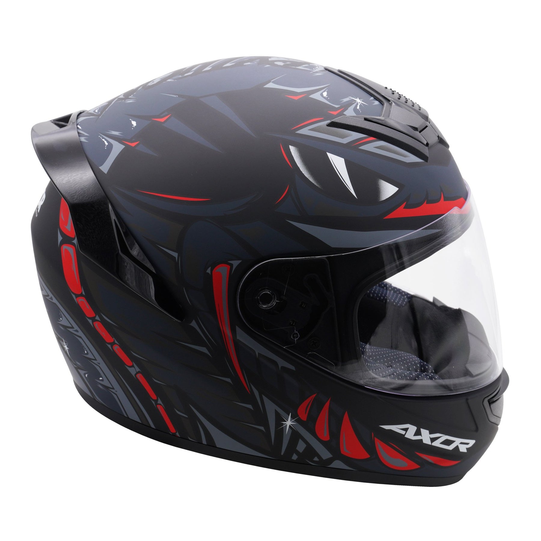 Axor Rage Full Face Motorcycle Motorbike Scooter Helmet - Python Black Grey Red Matt
