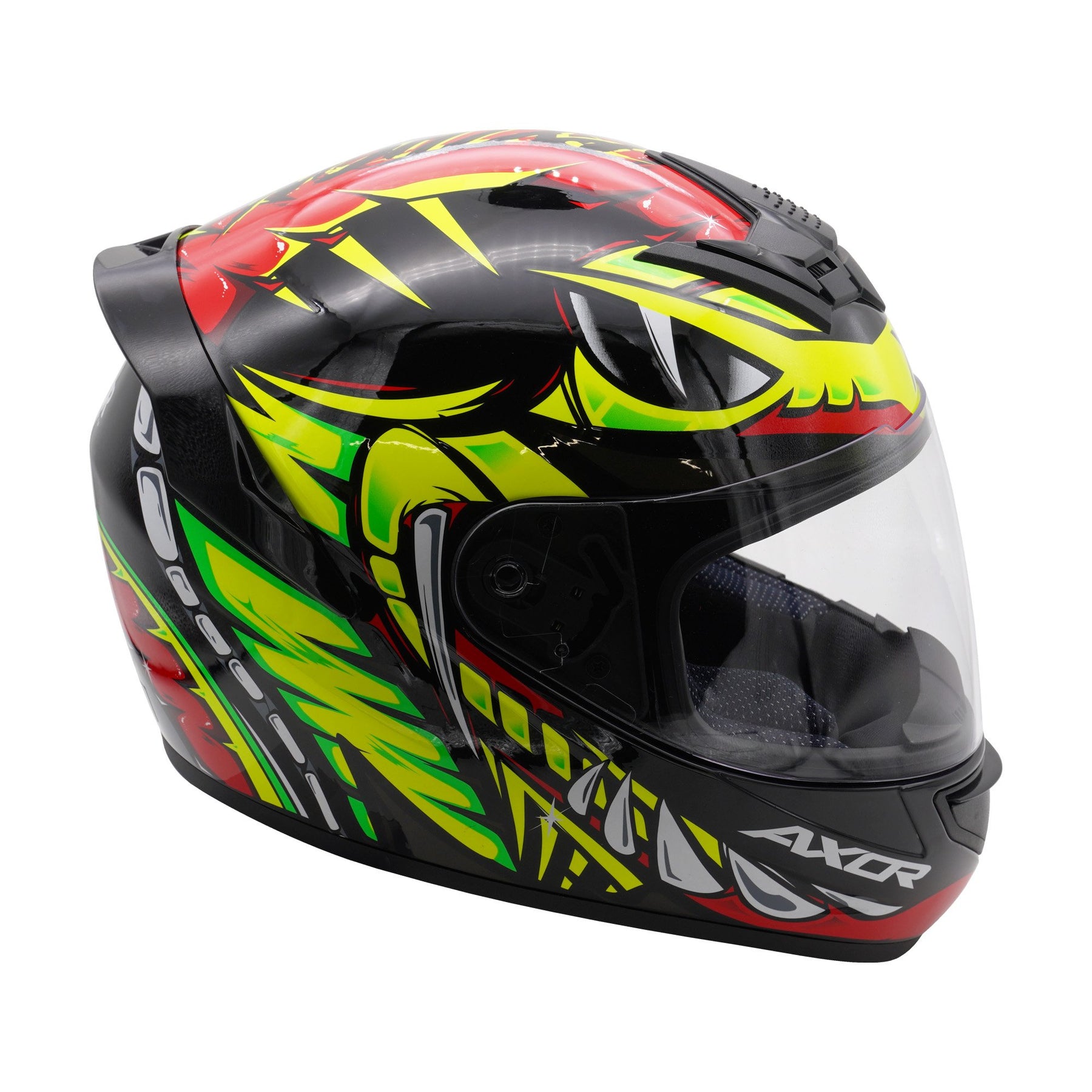 Axor Rage Full Face Motorcycle Motorbike Scooter Helmet - Python Red Yellow Black Gloss