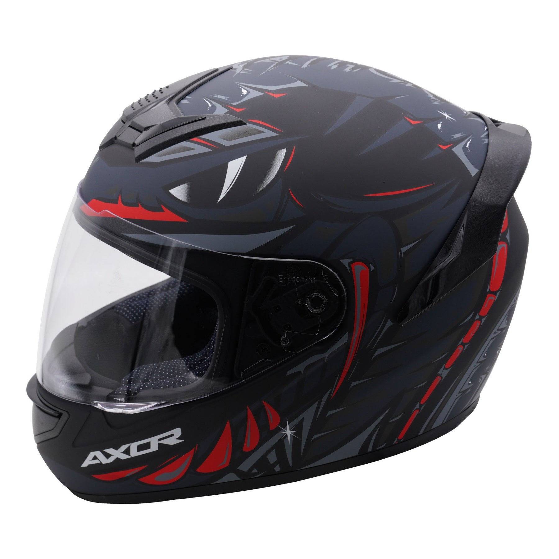 Axor Rage Full Face Motorcycle Motorbike Scooter Helmet - Python Black Grey Red Matt