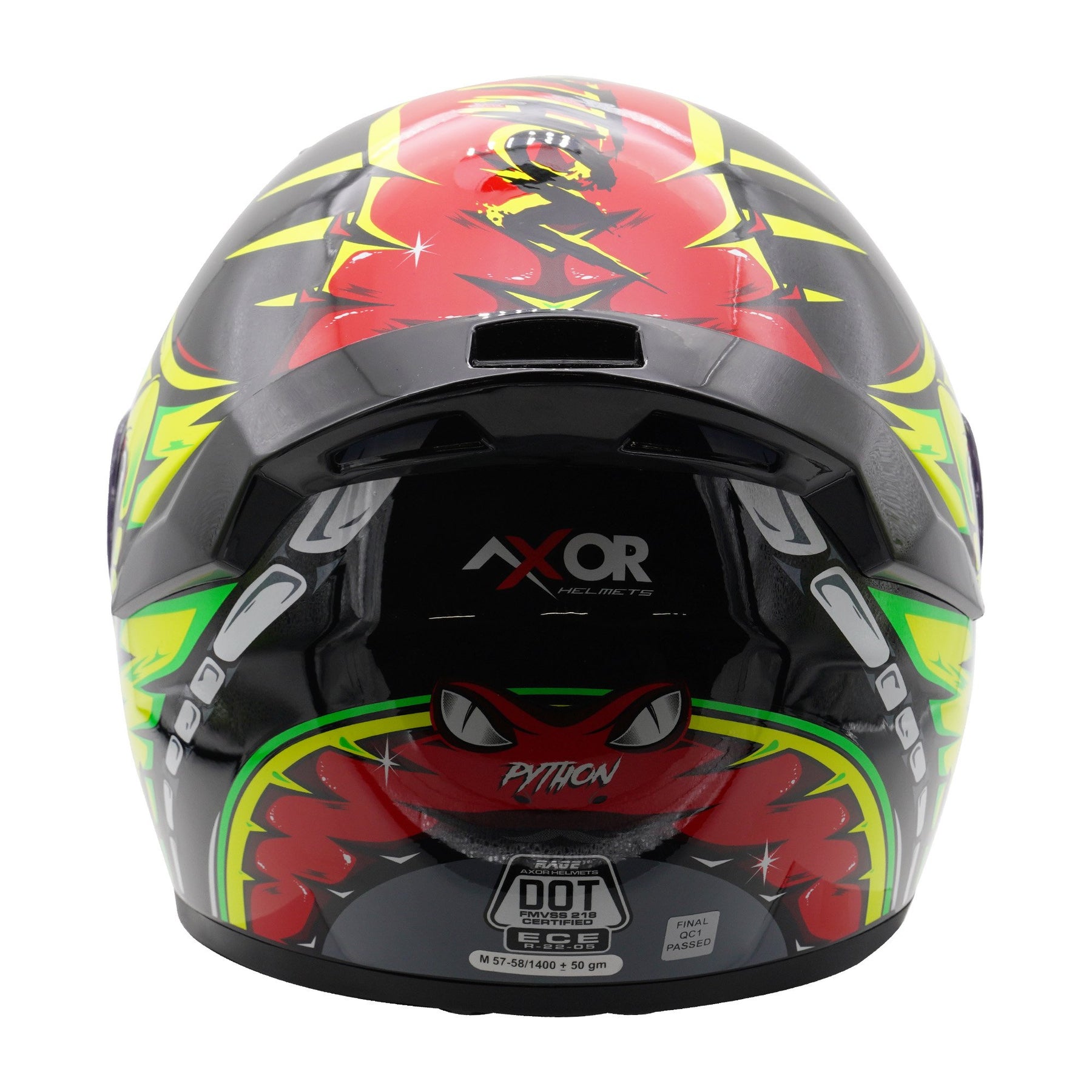 Axor Rage Full Face Motorcycle Motorbike Scooter Helmet - Python Red Yellow Black Gloss