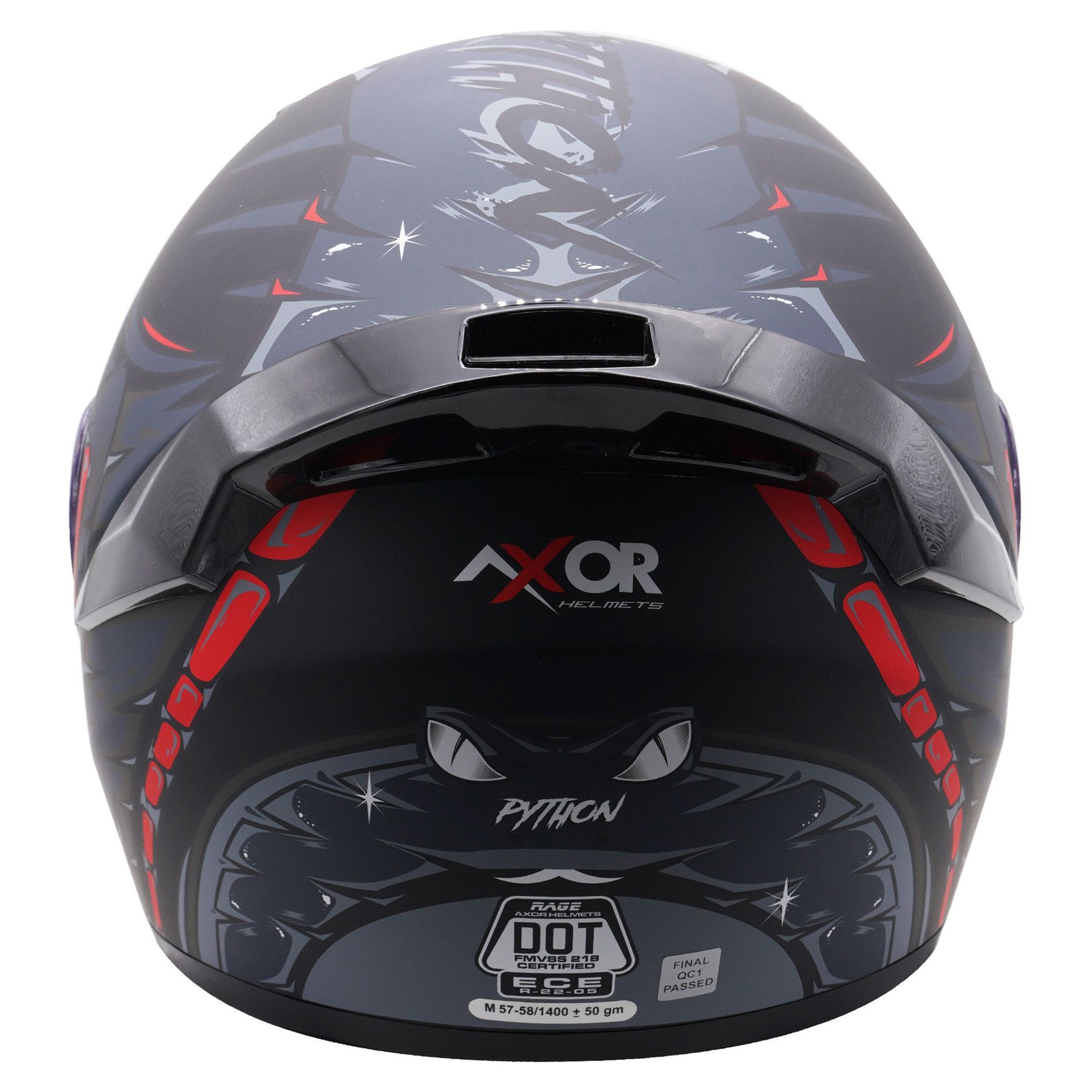 Axor Rage Full Face Motorcycle Motorbike Scooter Helmet - Python Black Grey Red Matt