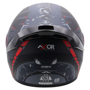 Axor Rage Full Face Motorcycle Motorbike Scooter Helmet - Python Black Grey Red Matt