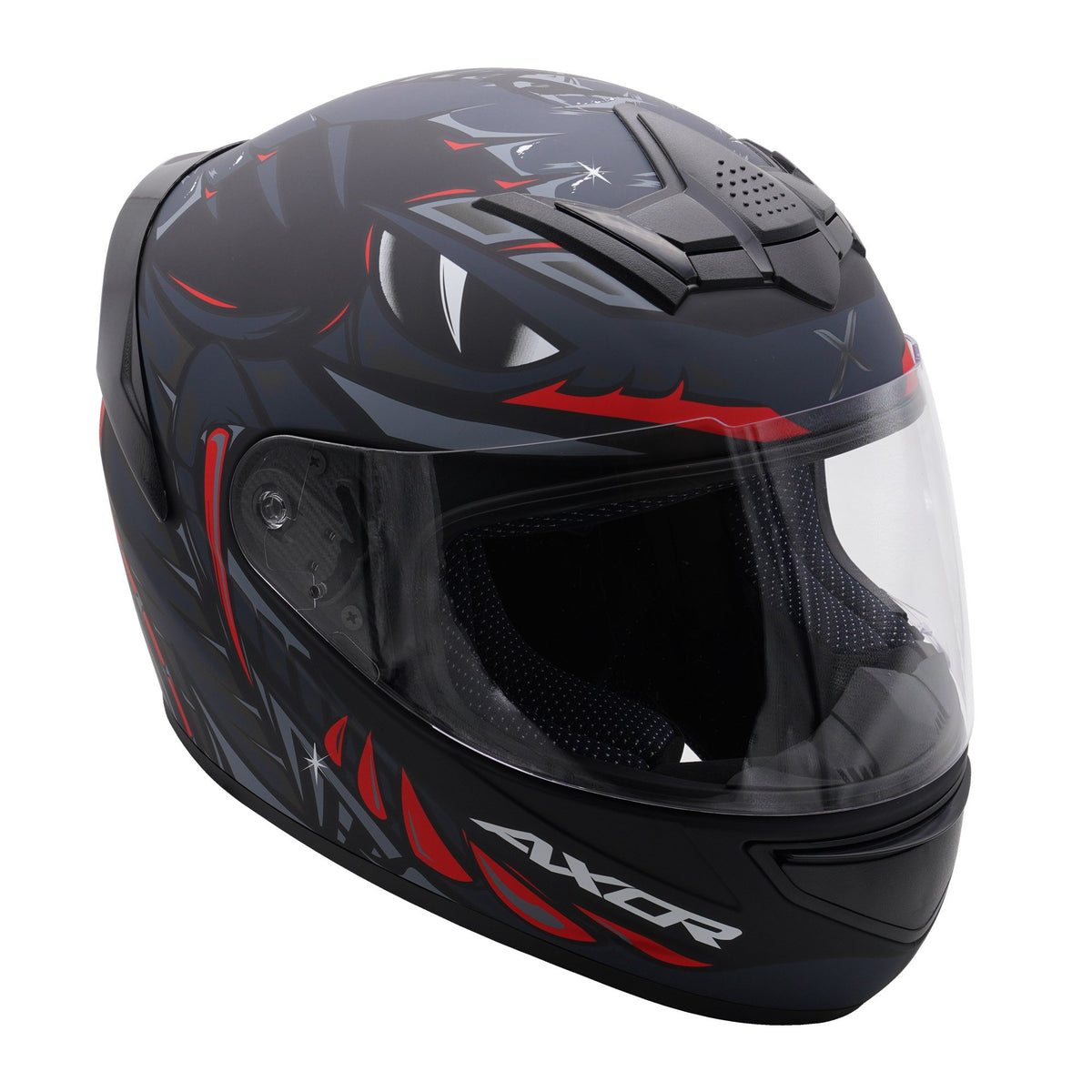 Axor Rage Full Face Motorcycle Motorbike Scooter Helmet - Python Black Grey Red Matt