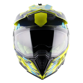Axor X-Cross Adventure Helmet - Neon Yellow/Blue Gloss
