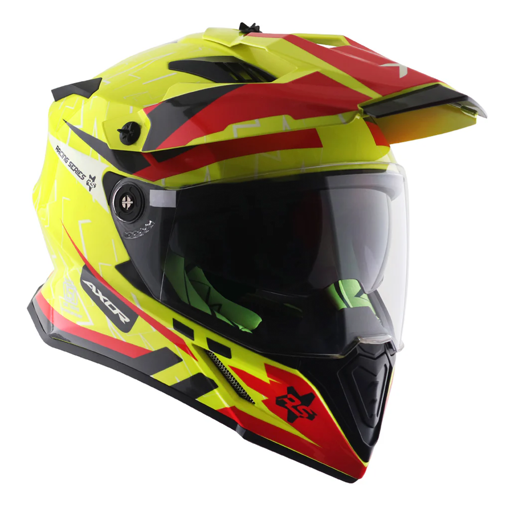 Axor X-Cross Adventure Helmet - Flash Neon Yellow/Red Gloss