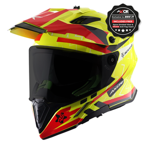 Axor X-Cross Adventure Helmet - Flash Neon Yellow/Red Gloss