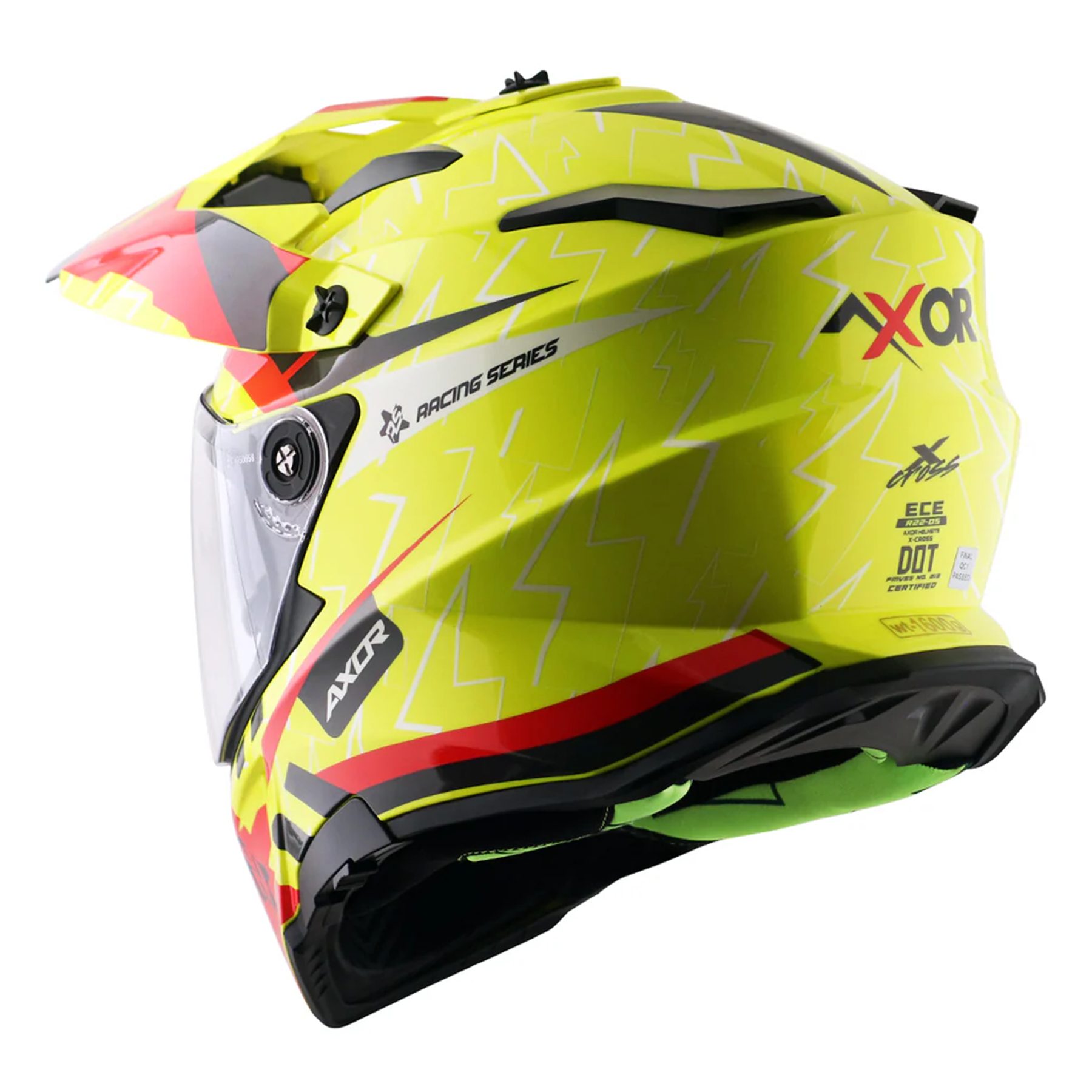 Axor X-Cross Adventure Helmet - Flash Neon Yellow/Red Gloss