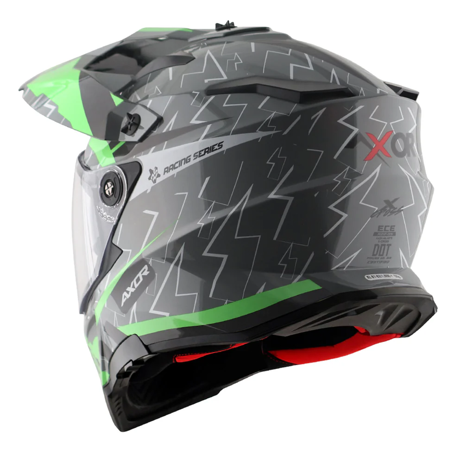 Axor X-Cross Adventure Helmet - Flash Cool Grey/Green Gloss