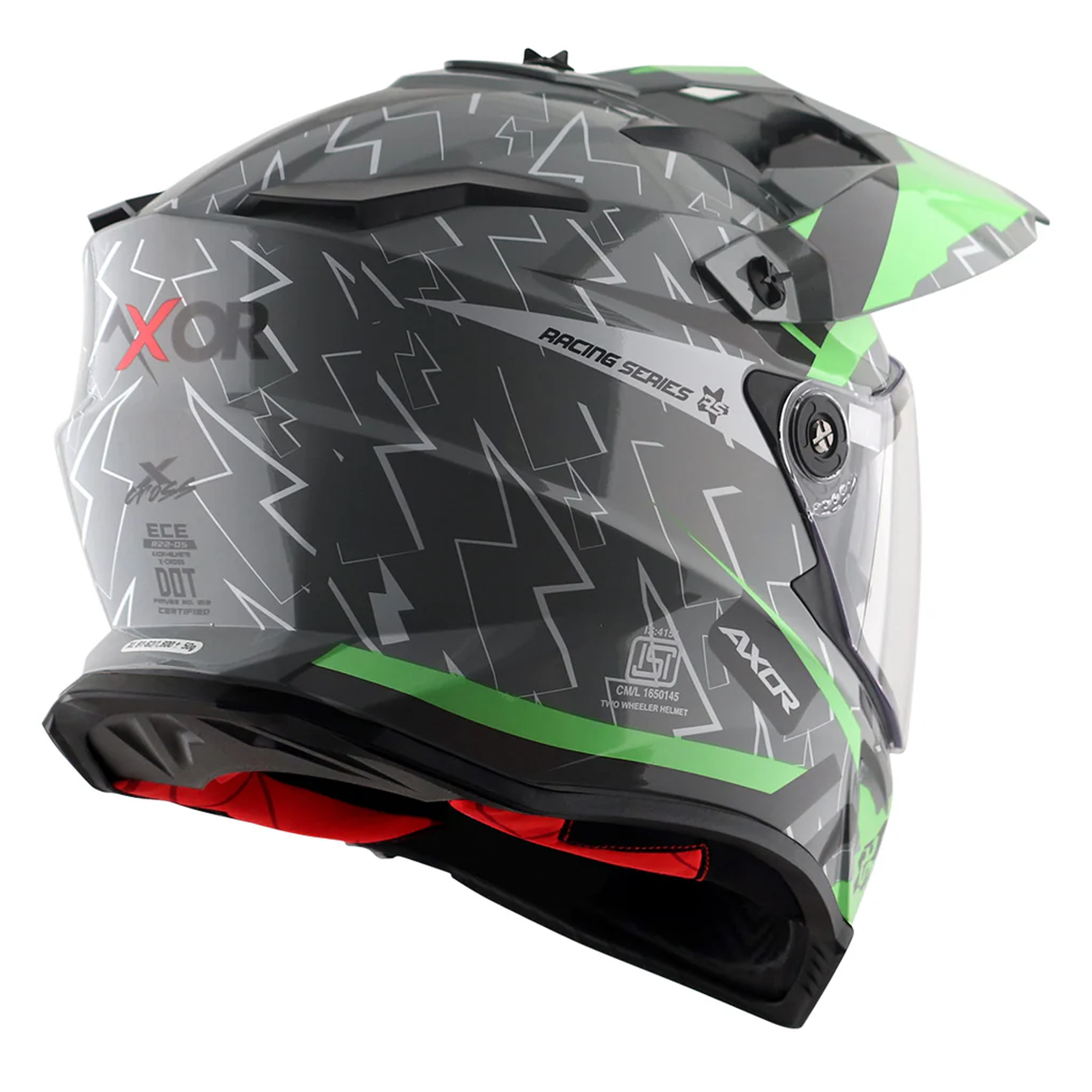 Axor X-Cross Adventure Helmet - Flash Cool Grey/Green Gloss