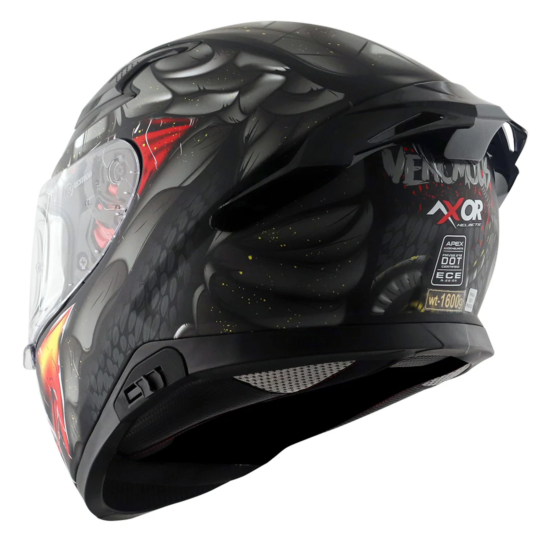 Axor Apex Full Face Helmet - Venomous Black Grey Matt