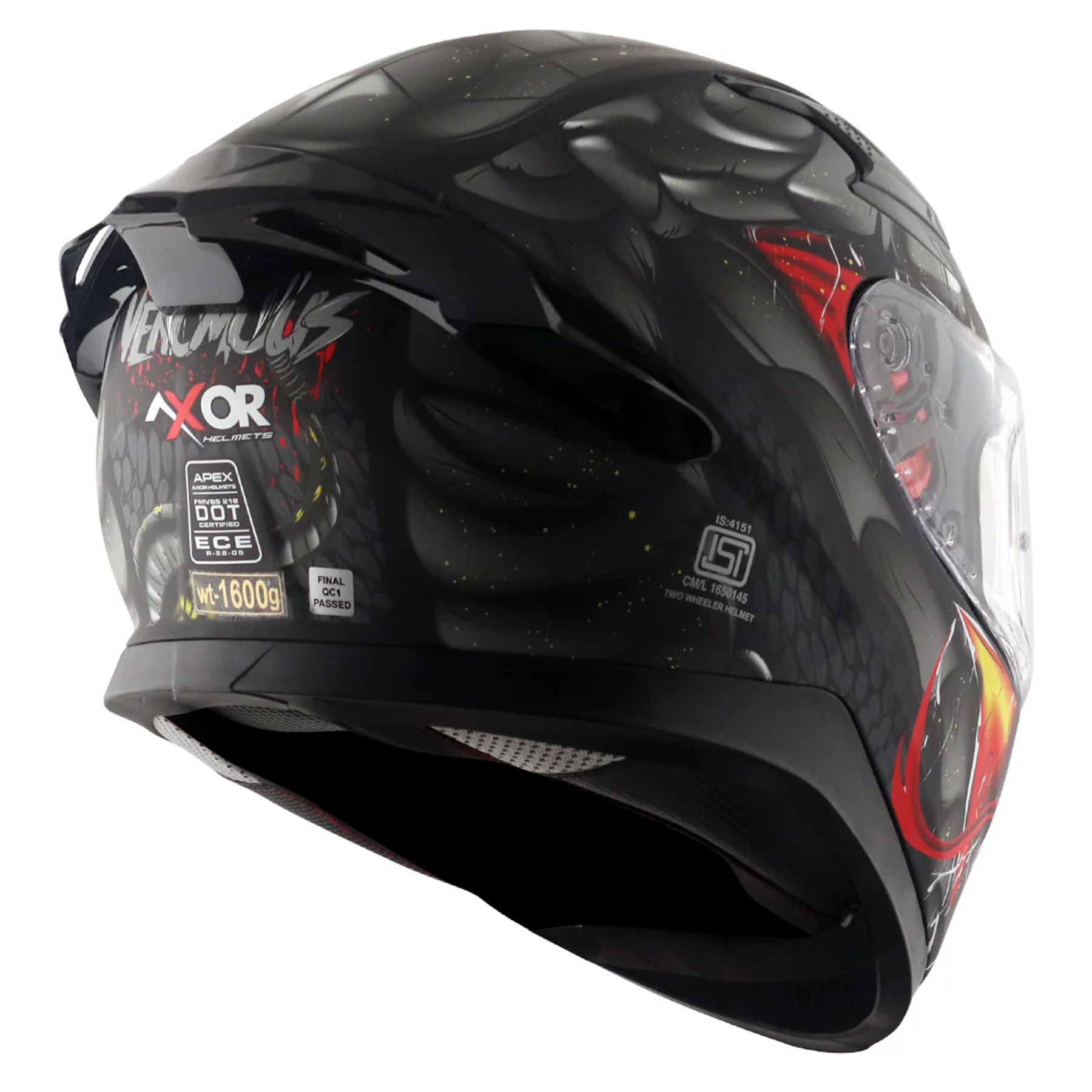 Axor Apex Full Face Helmet - Venomous Black Grey Matt