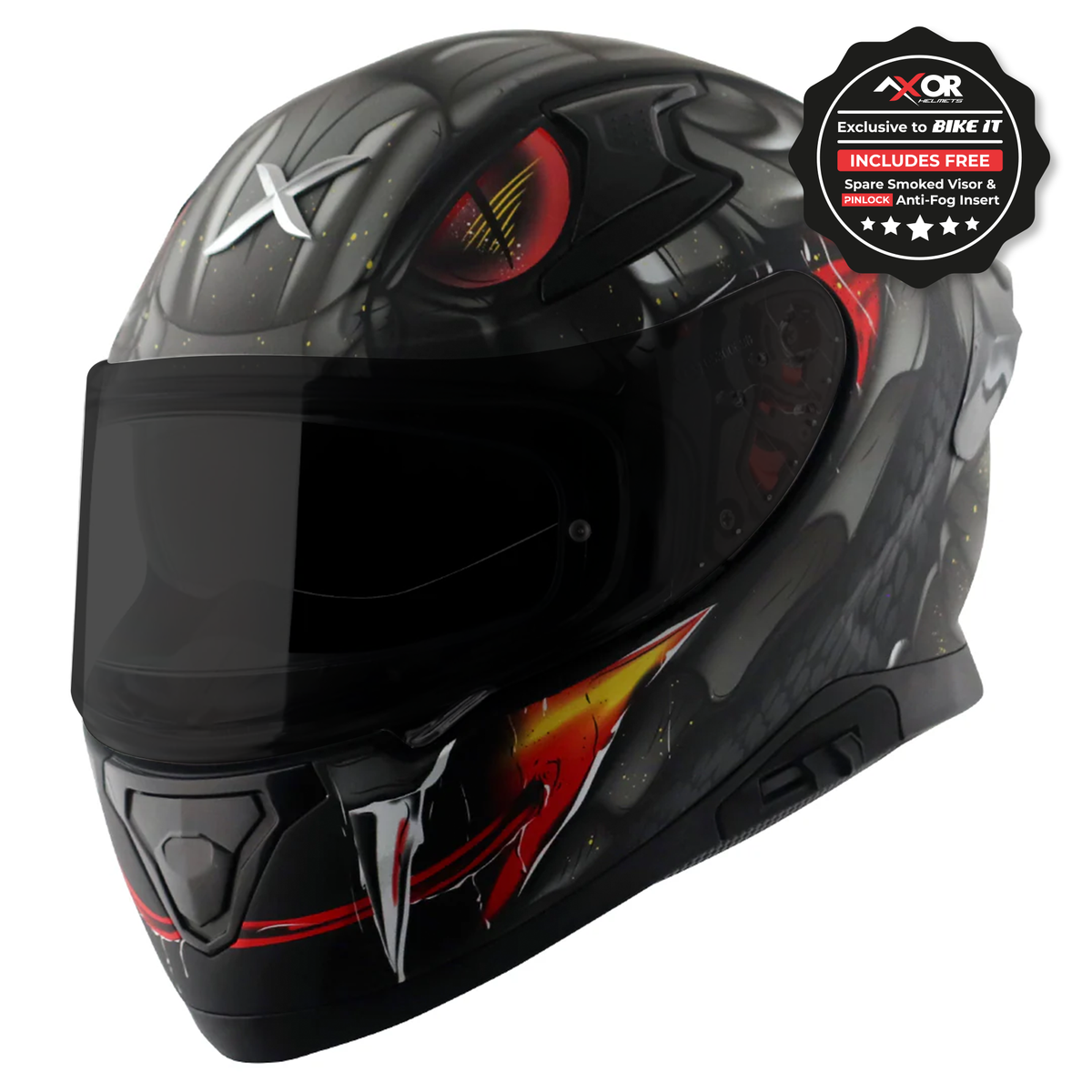 Axor Apex Full Face Helmet - Venomous Black Grey Matt