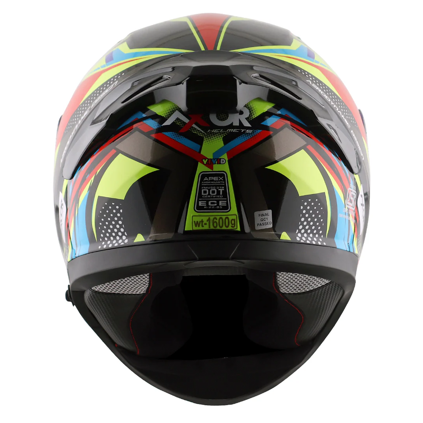 Axor Apex Full Face Helmet - Vivid Black Neon Yellow Gloss