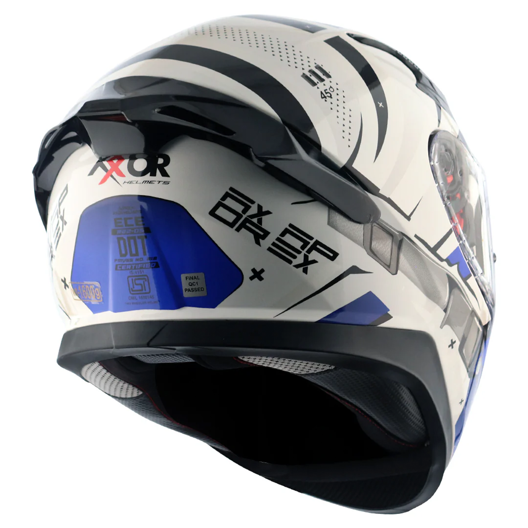 Axor Apex Full Face Helmet - Hex-2 White Blue Gloss