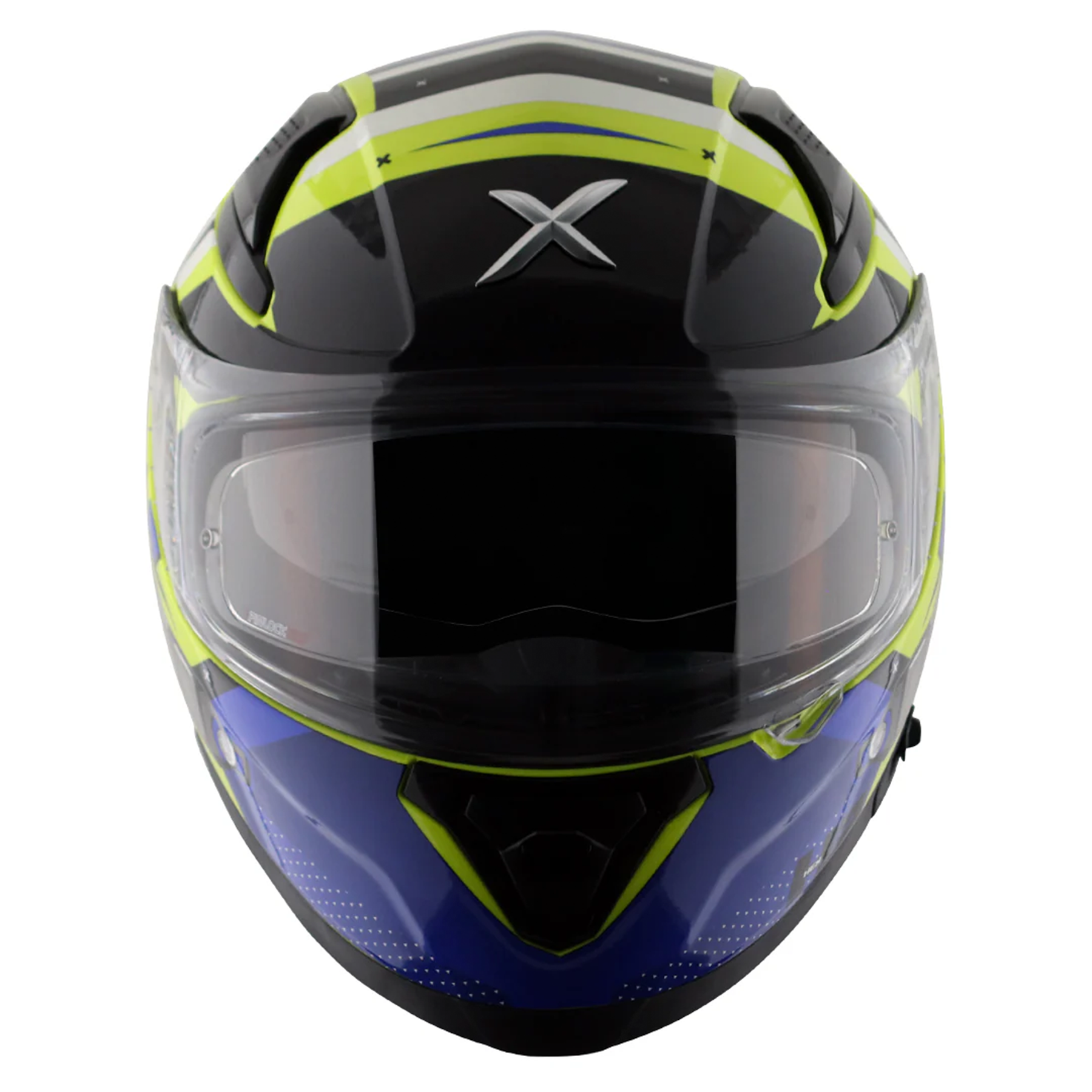 Axor Apex Full Face Helmet - Hex-2 Neon Yellow Blue Gloss