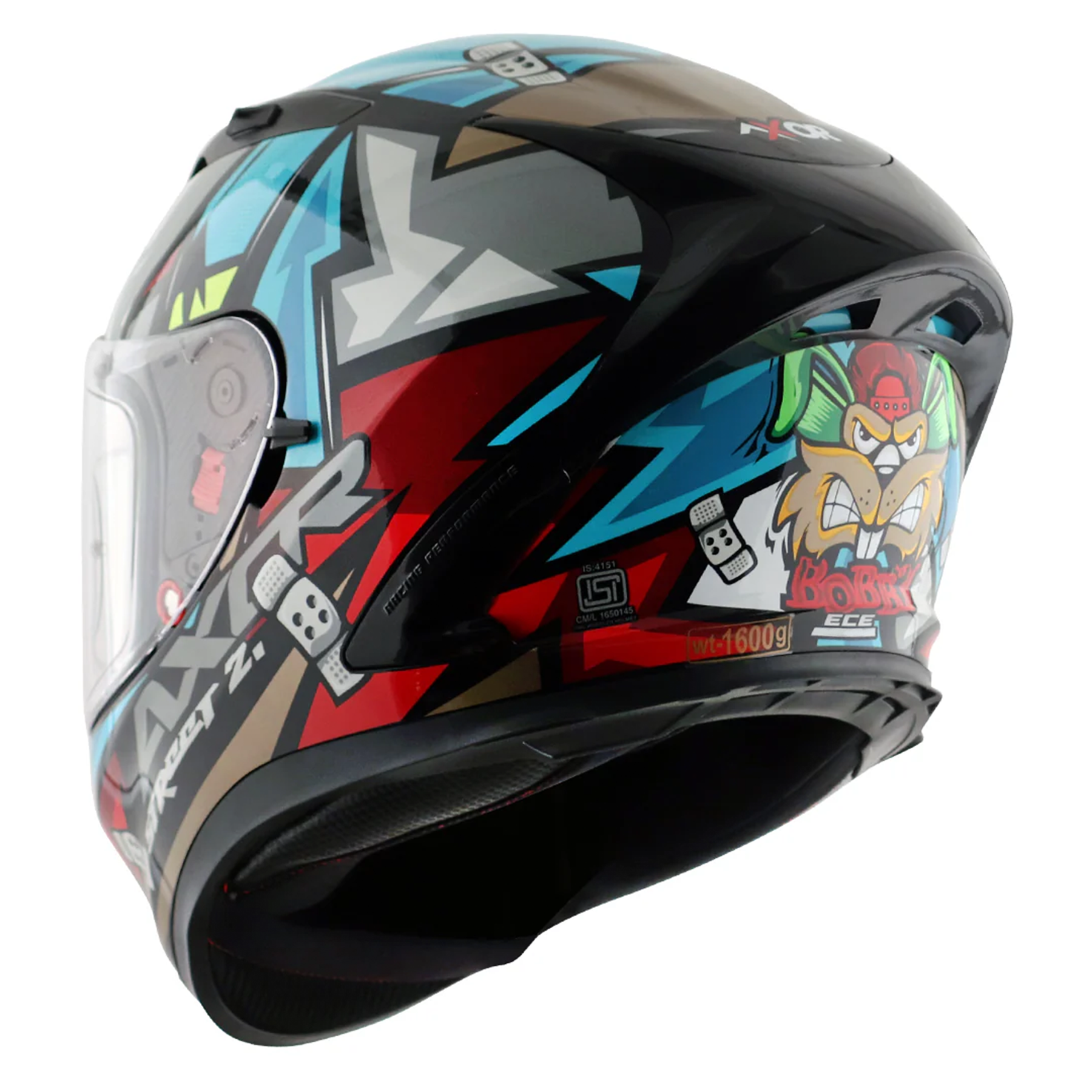 Axor Street Full Face Helmet - Bobby Black Blue Gloss