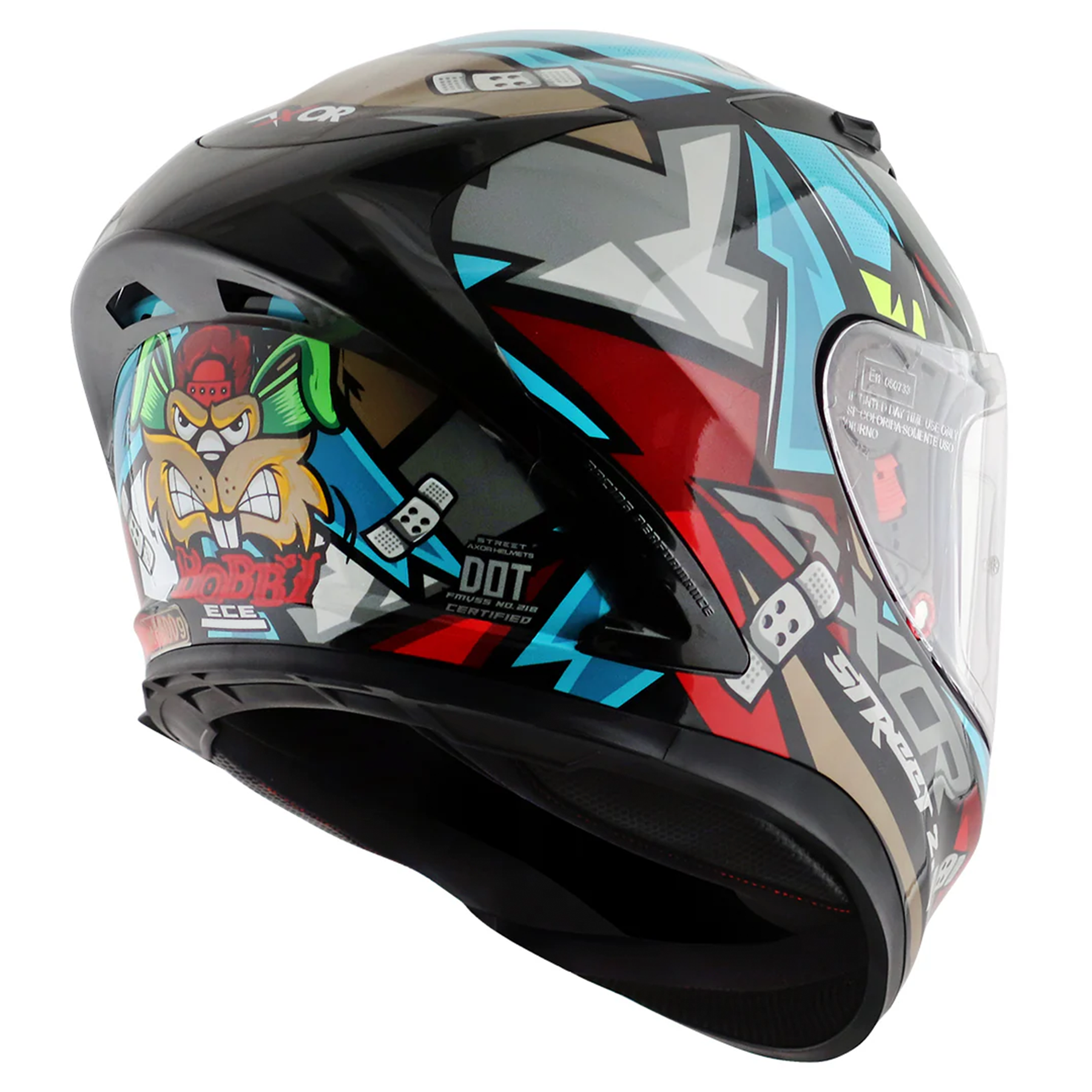 Axor Street Full Face Helmet - Bobby Black Blue Gloss