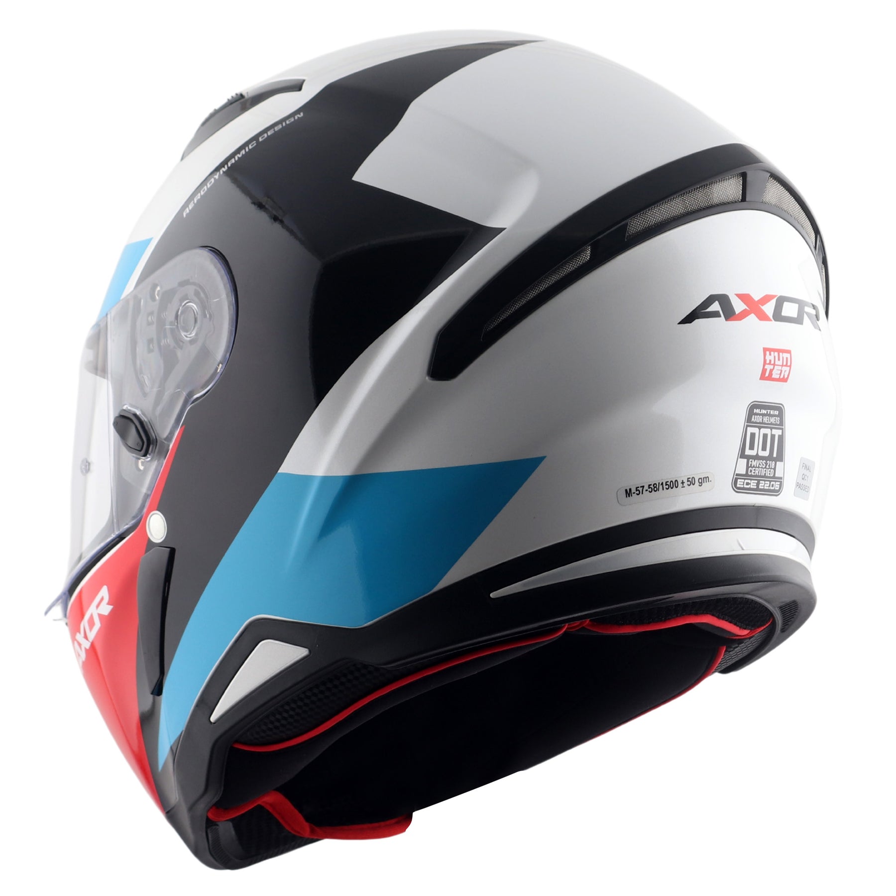 Axor Hunter SH890 Full Face Helmet - Turbo White Red Gloss
