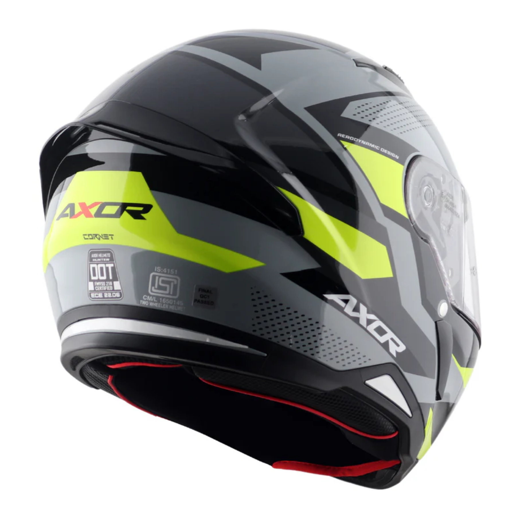Axor Hunter SH890 Full Face Helmet - Cornet Black Neon Yellow Gloss