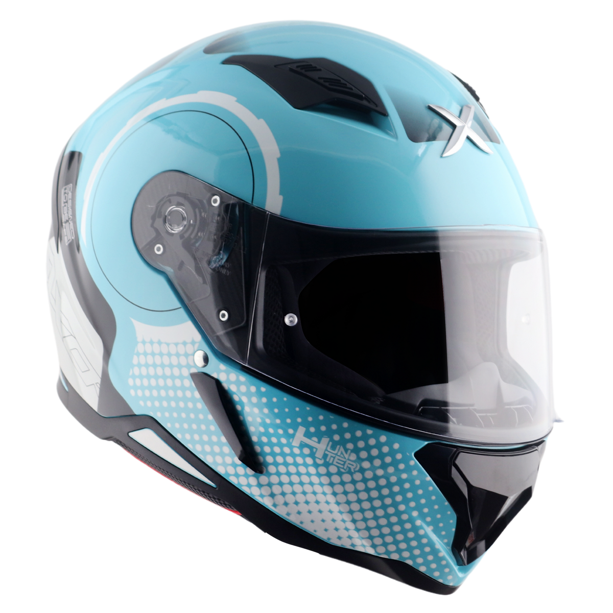 Axor Hunter SH890 Full Face Helmet - Spear Blue White Gloss