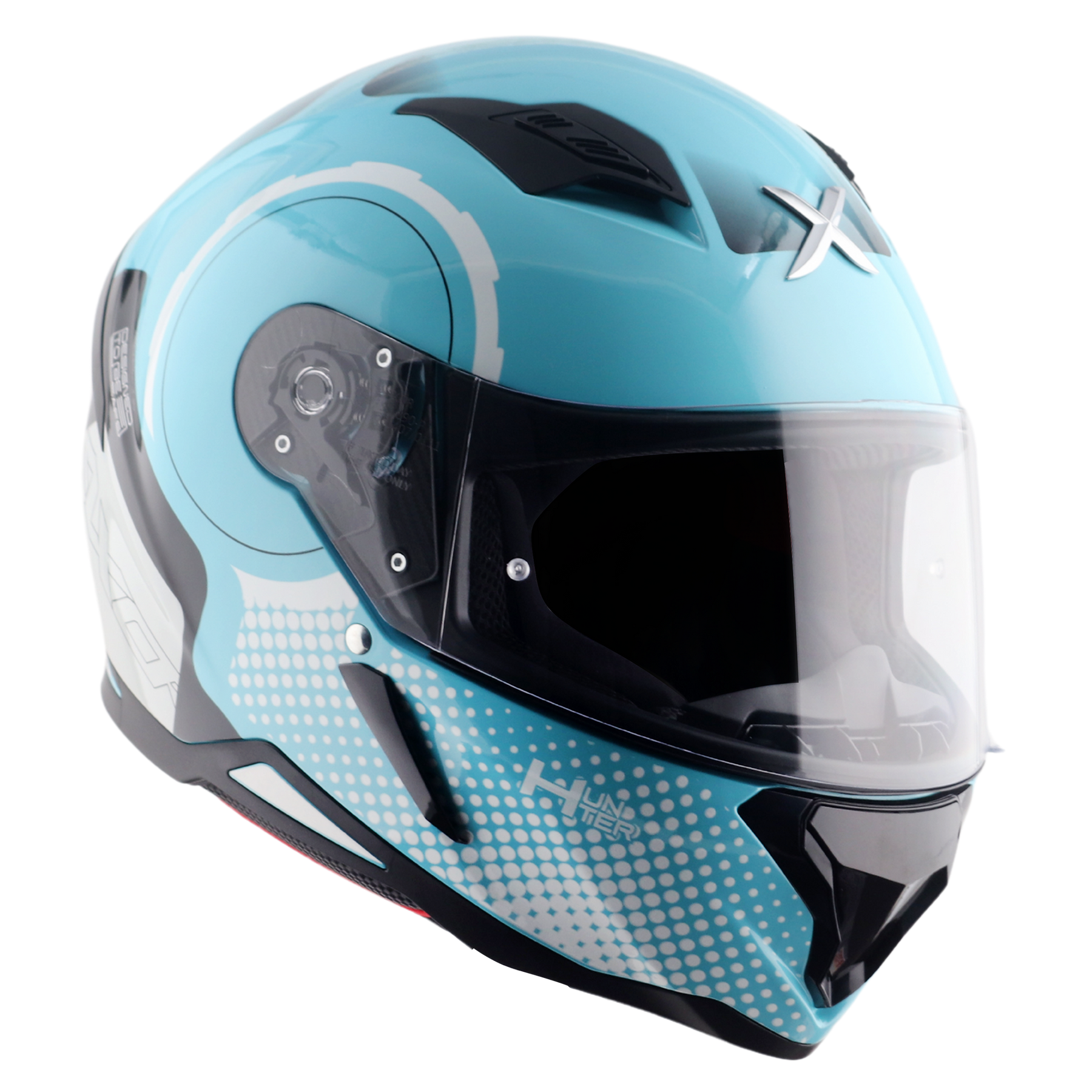 Axor Hunter SH890 Full Face Helmet - Spear Blue White Gloss