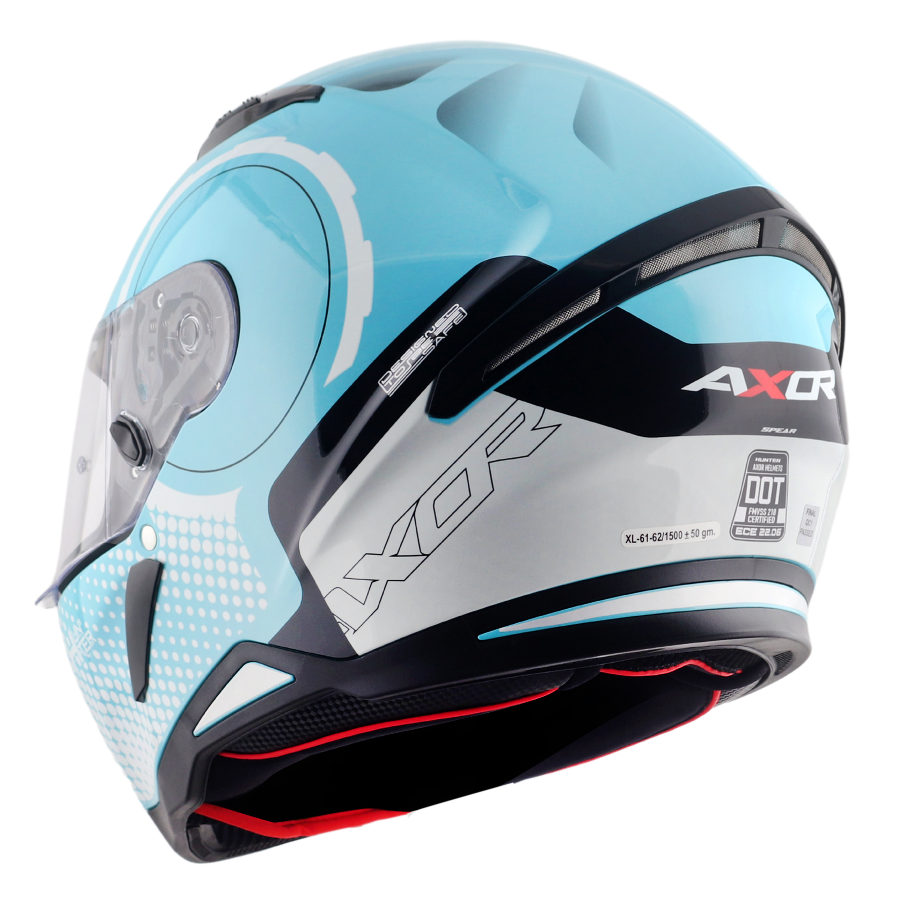 Axor Hunter SH890 Full Face Helmet - Spear Blue White Gloss