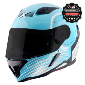 Axor Hunter SH890 Full Face Helmet - Spear Blue White Gloss