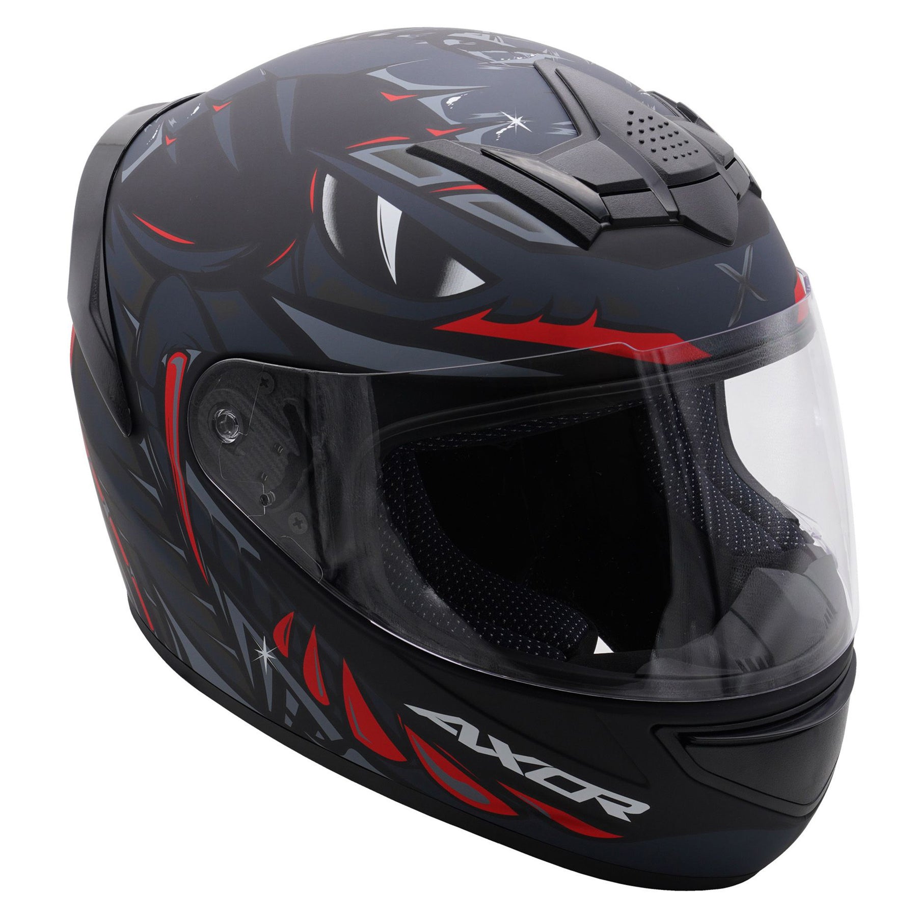 Axor Rage Full Face Motorcycle Motorbike Helmet - Python Black Grey Red Matt
