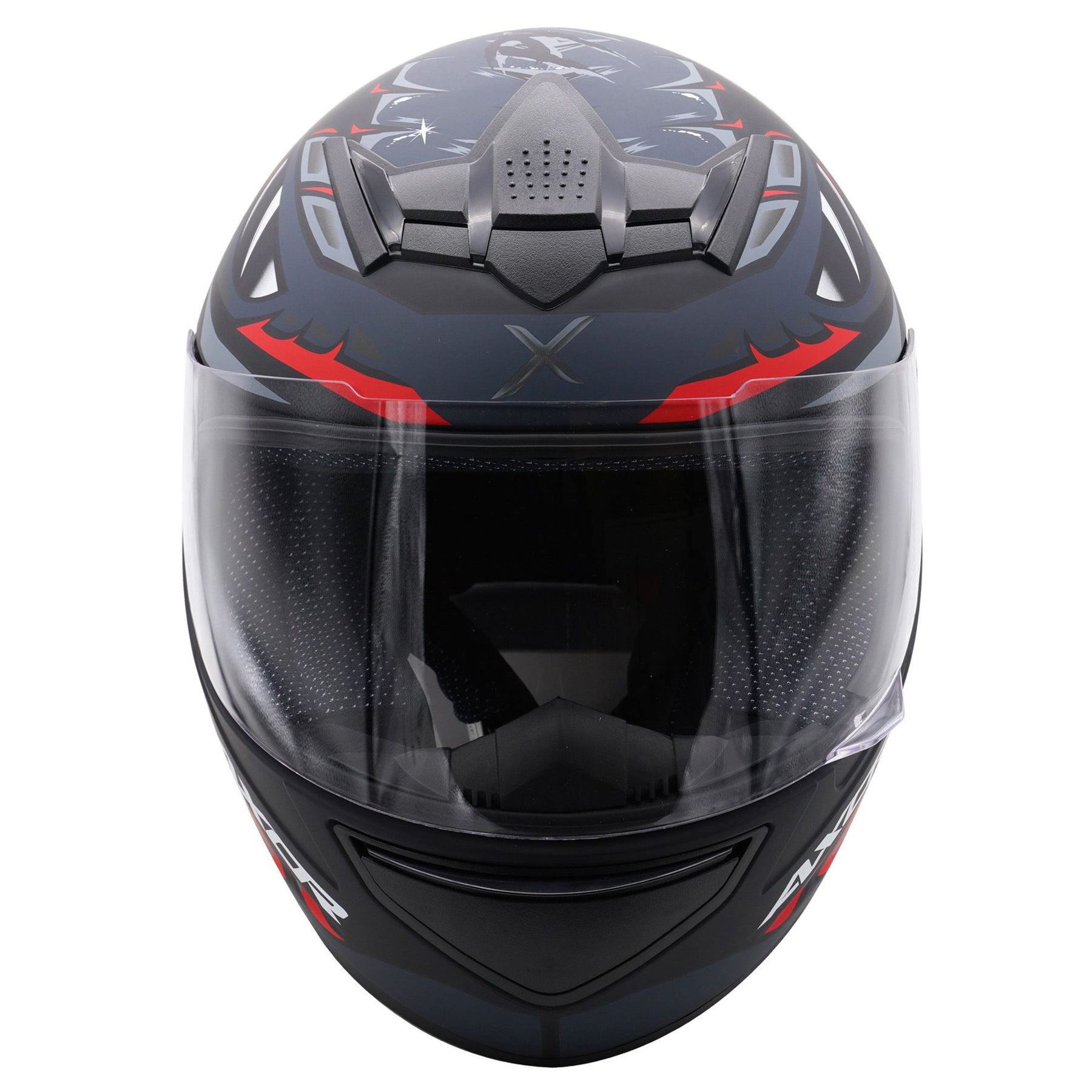 Axor Rage Full Face Motorcycle Motorbike Helmet - Python Black Grey Red Matt