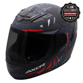 Axor Rage Full Face Motorcycle Motorbike Helmet - Python Black Grey Red Matt
