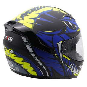 Axor Rage Full Face Motorcycle Motorbike Helmet - Python Blue Yellow Black Matt