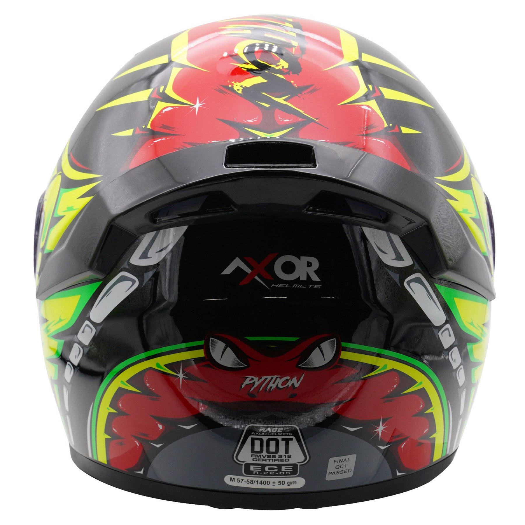 Axor Rage Full Face Motorcycle Motorbike Helmet - Python Red Yellow Black Gloss