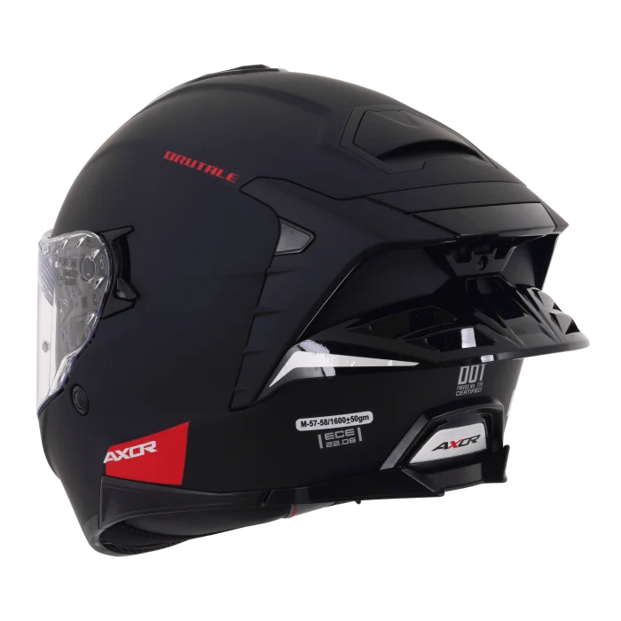 Axor Brutale Full Face Helmet With Dual Spoiler - Black Matt
