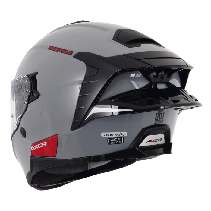 Axor Brutale Full Face Helmet With Dual Spoiler - Nardo Grey Gloss