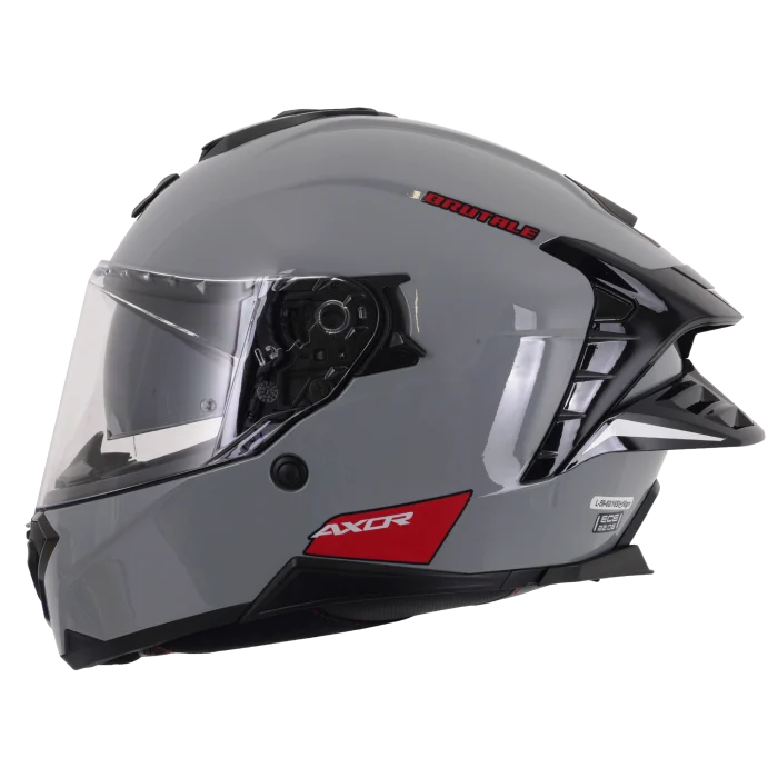 Axor Brutale Full Face Helmet With Dual Spoiler - Nardo Grey Gloss