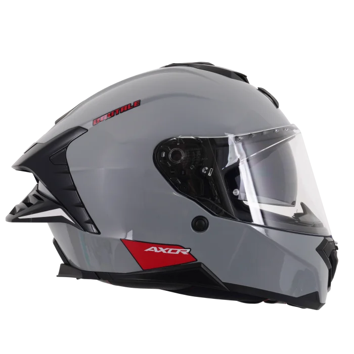 Axor Brutale Full Face Helmet With Dual Spoiler - Nardo Grey Gloss