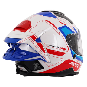 Axor Brutale Full Face Helmet With Dual Spoiler - Ryden White Red Blue