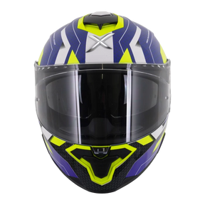 Axor Brutale Full Face Helmet With Dual Spoiler - Plexus Blue Fluo Yellow