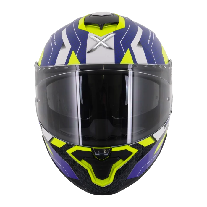 Axor Brutale Full Face Helmet With Dual Spoiler - Plexus Blue Fluo Yellow