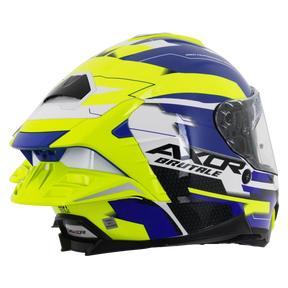 Axor Brutale Full Face Helmet With Dual Spoiler - Plexus Blue Fluo Yellow