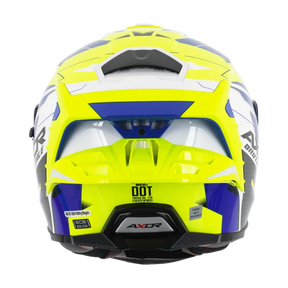 Axor Brutale Full Face Helmet With Dual Spoiler - Plexus Blue Fluo Yellow