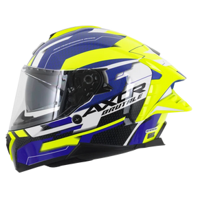 Axor Brutale Full Face Helmet With Dual Spoiler - Plexus Blue Fluo Yellow